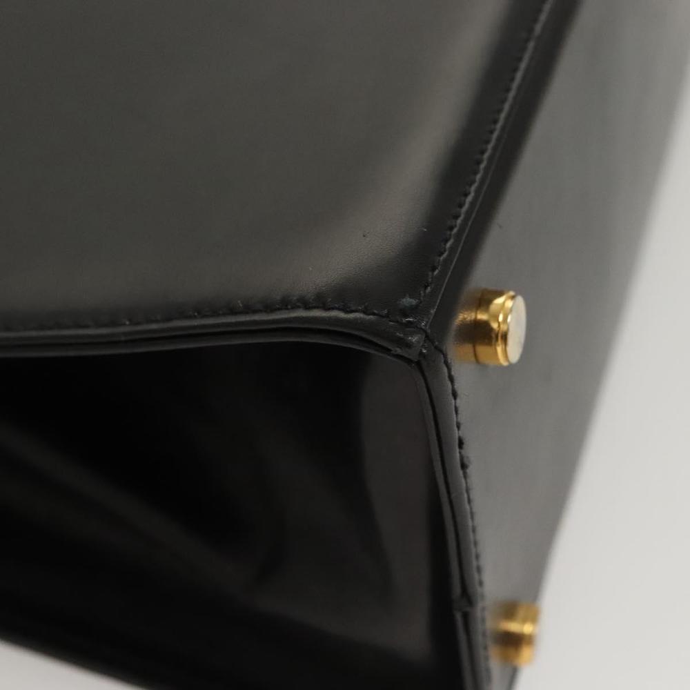 Salvatore Ferragamo Vala Hand Bag Leather 2way Black Gold Auth gh088 - Picture 9 of 16